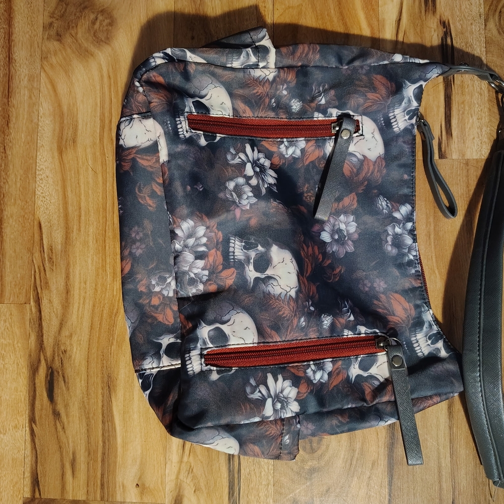 Floral Skull Print Women's Bag